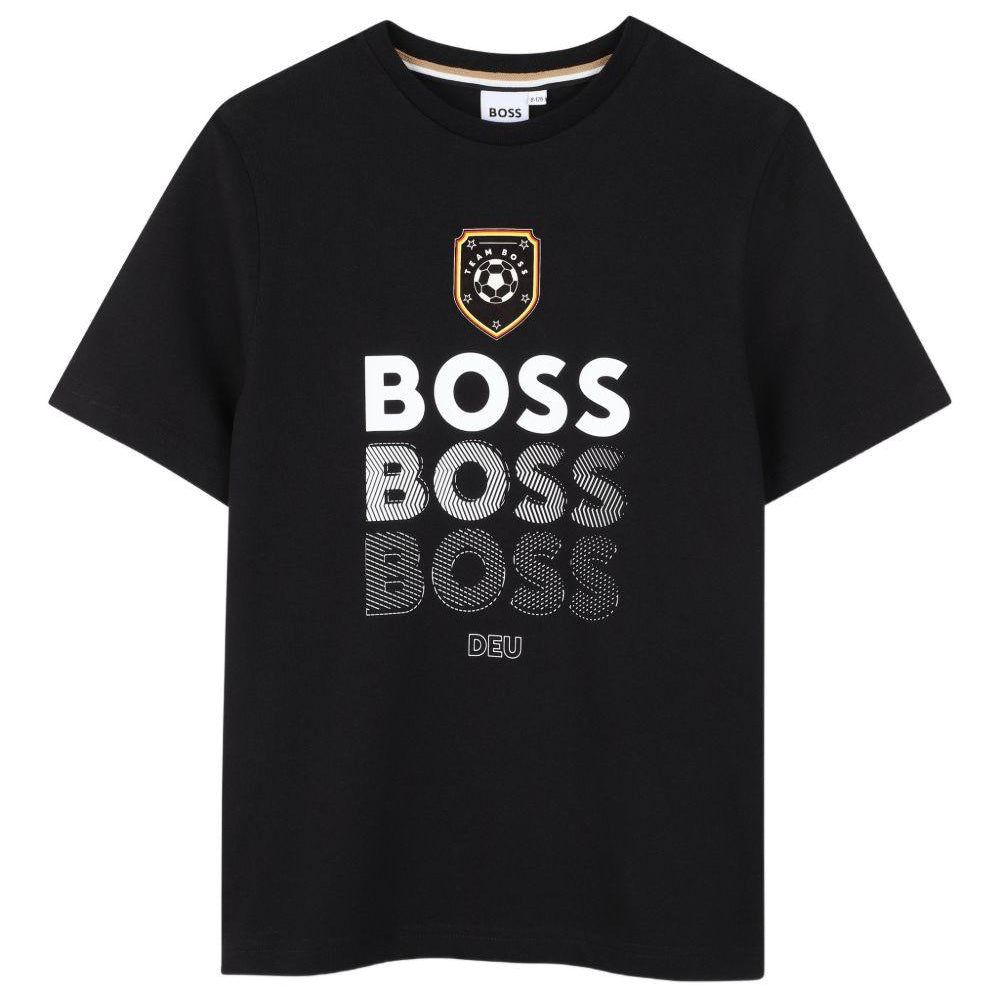 T-shirt per bambino Boss Kids nera con stampa grafica J53253 09B BOSS KIDS