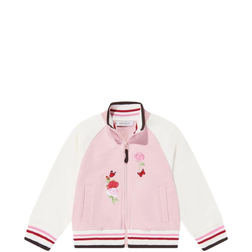 Felpa per bambina Monnalisa Kids rosa con ricamo a fiori sul davanti 19H801 8006 094F MONNALISA KIDS