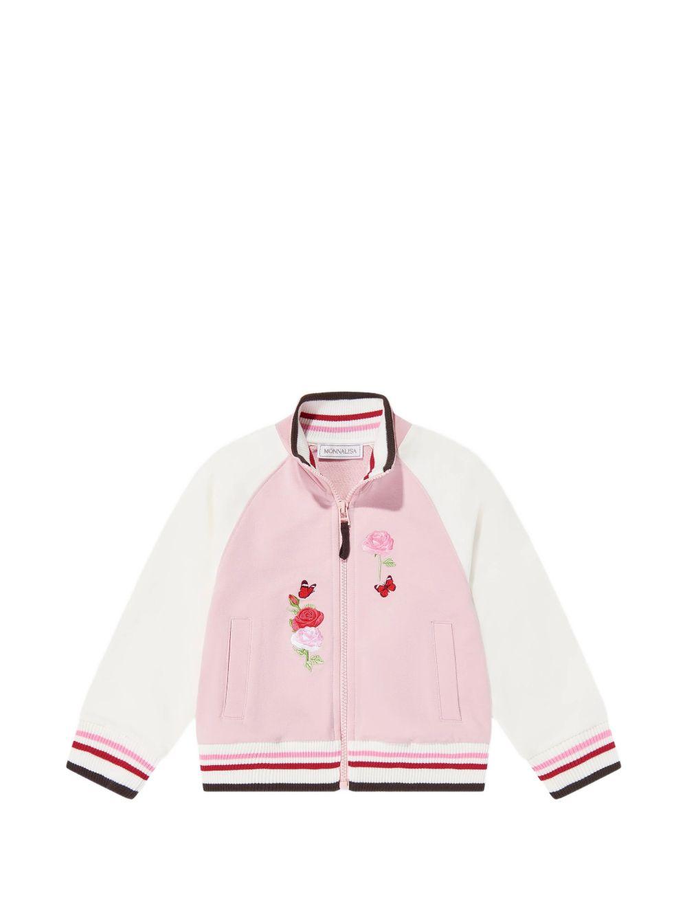 Felpa per bambina Monnalisa Kids rosa con ricamo a fiori sul davanti 19H801 8006 094F MONNALISA KIDS