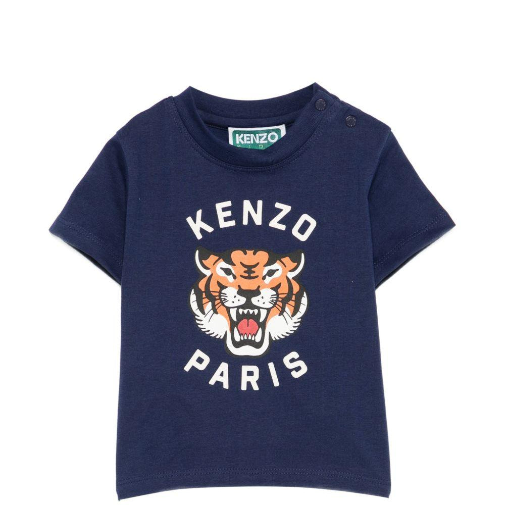 T-shirt per neonato Kenzo Kids blu con stampa grafica sul davanti K61718 84N KENZO KIDS