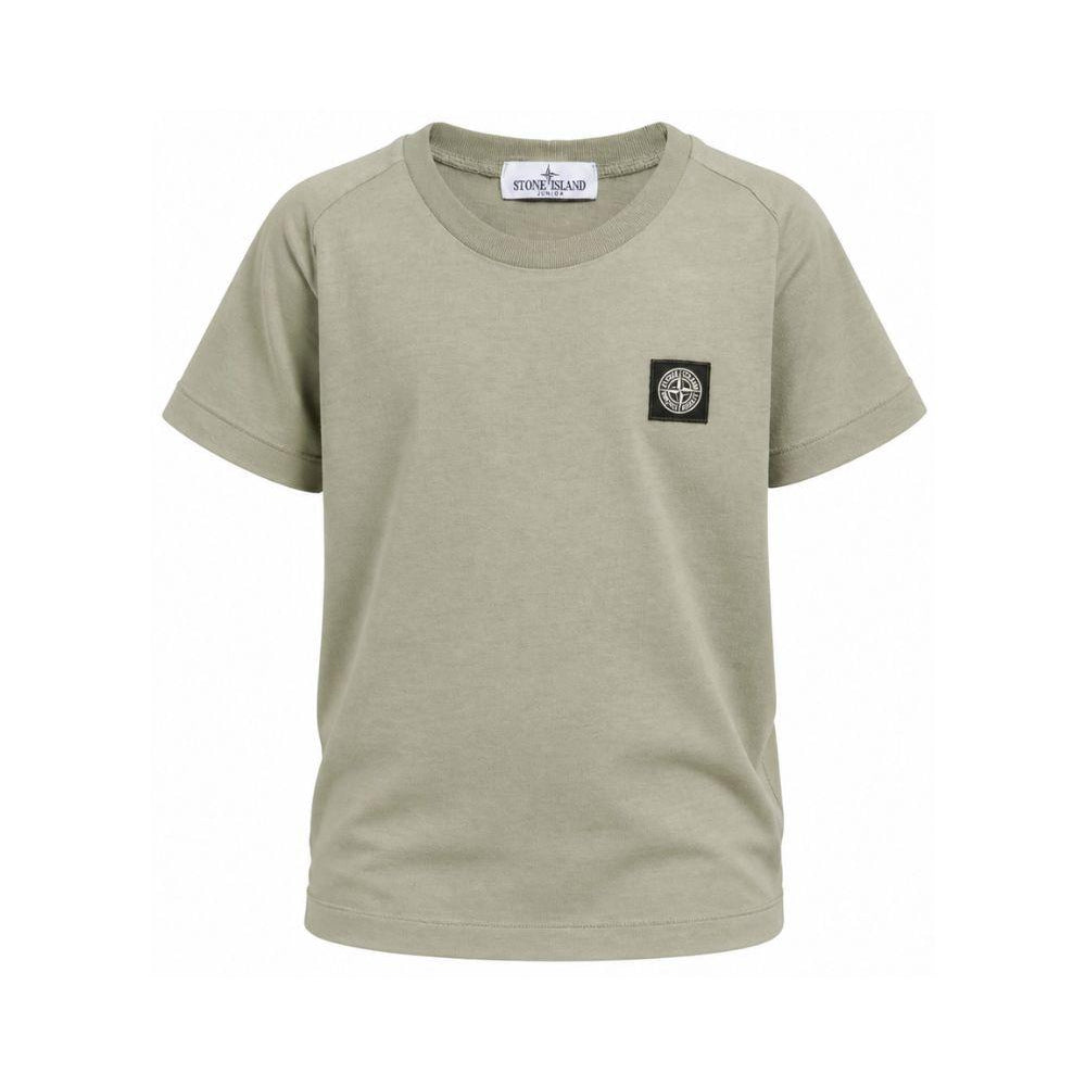T-shirt per bambino Stone Island Kids verde con applicazione logo sul davanti L2S162100003S0047 V0068 STONE ISLAND KIDS