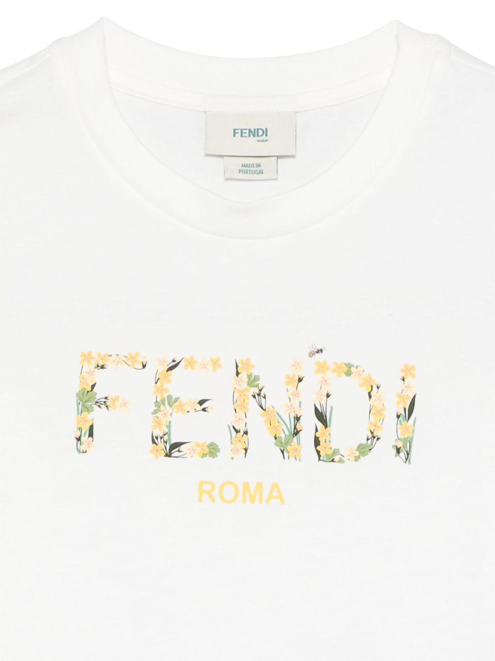 T-shirt per bambina Fendi Kids bianco con logo JFI375 7AJ F1SP9 FENDI KIDS