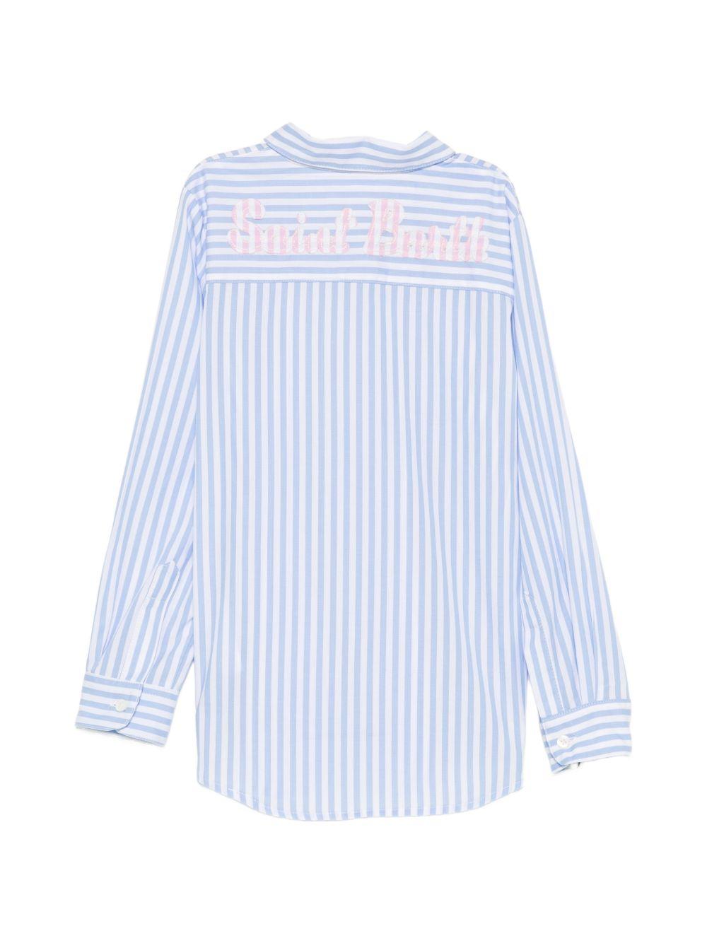 Camicia Brigitte per donna MC2 Saint Barth azzurra con design a righe BRIG006 04069L MC2 ST. BARTH KIDS
