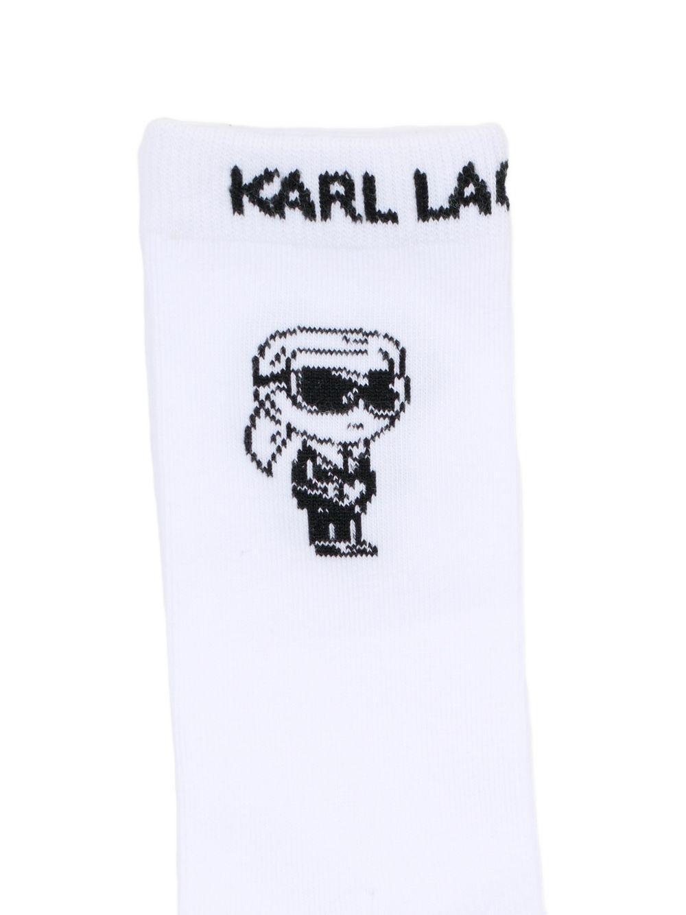 Calzini per bambini Karl Lagerfeld Kids bianchi con logo grafico Z31204 10P KARL LAGERFELD KIDS