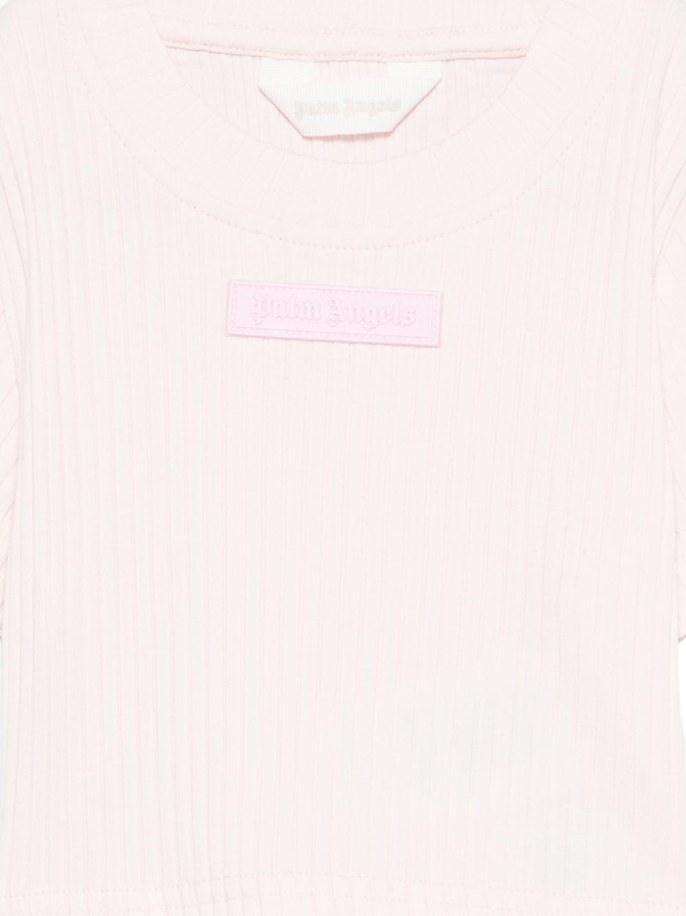 T-shirt per bambina Palm Angels Kids rosa con logo sul davanti PGAA017S26JER001 042 PALM ANGELS KIDS