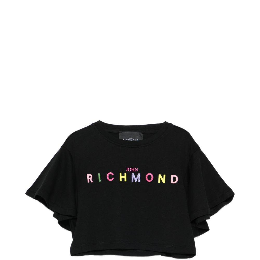 T-shirt per bambina John Richmond Junior nero con ruches RGP26008TO BLACK JOHN RICHMOND KIDS