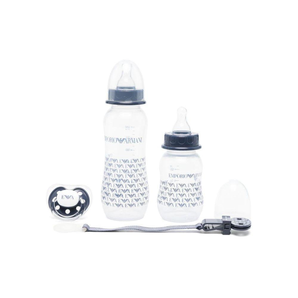 Biberon per neonato Emporio Armani Kids blu con stampa grafica all-over 407139 CC919 00535 EMPORIO ARMANI KIDS