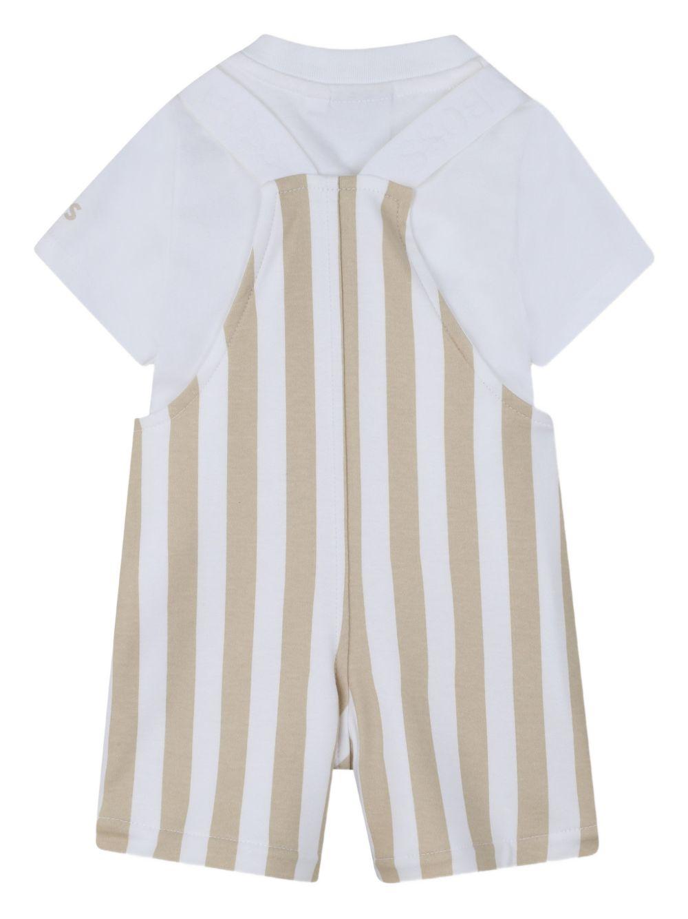 Set t-shirt e salopette per neonato Boss Kids multicolore con design a righe J53038 249 BOSS KIDS
