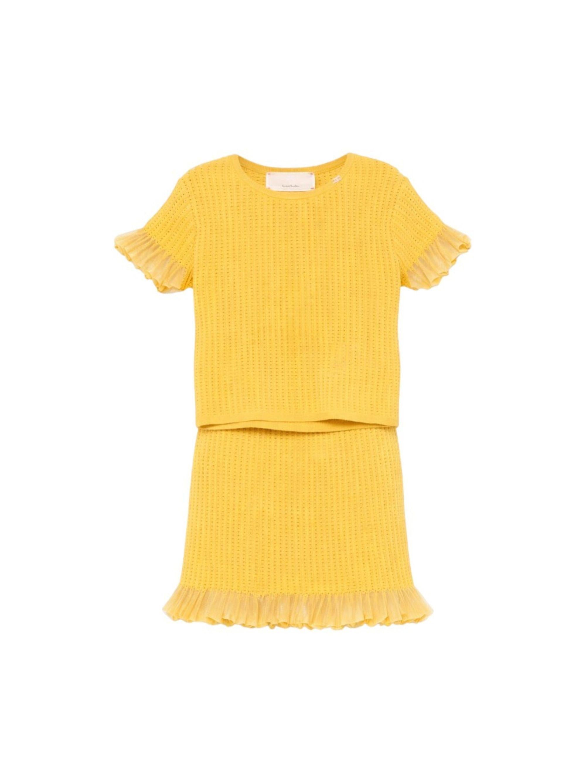 Set t-shirt e gonna Elisabetta Franchi La Mia Bambina giallo con dettagli ruches EFCM025CFL107 2033 ElISABETTA FRANCHI KIDS