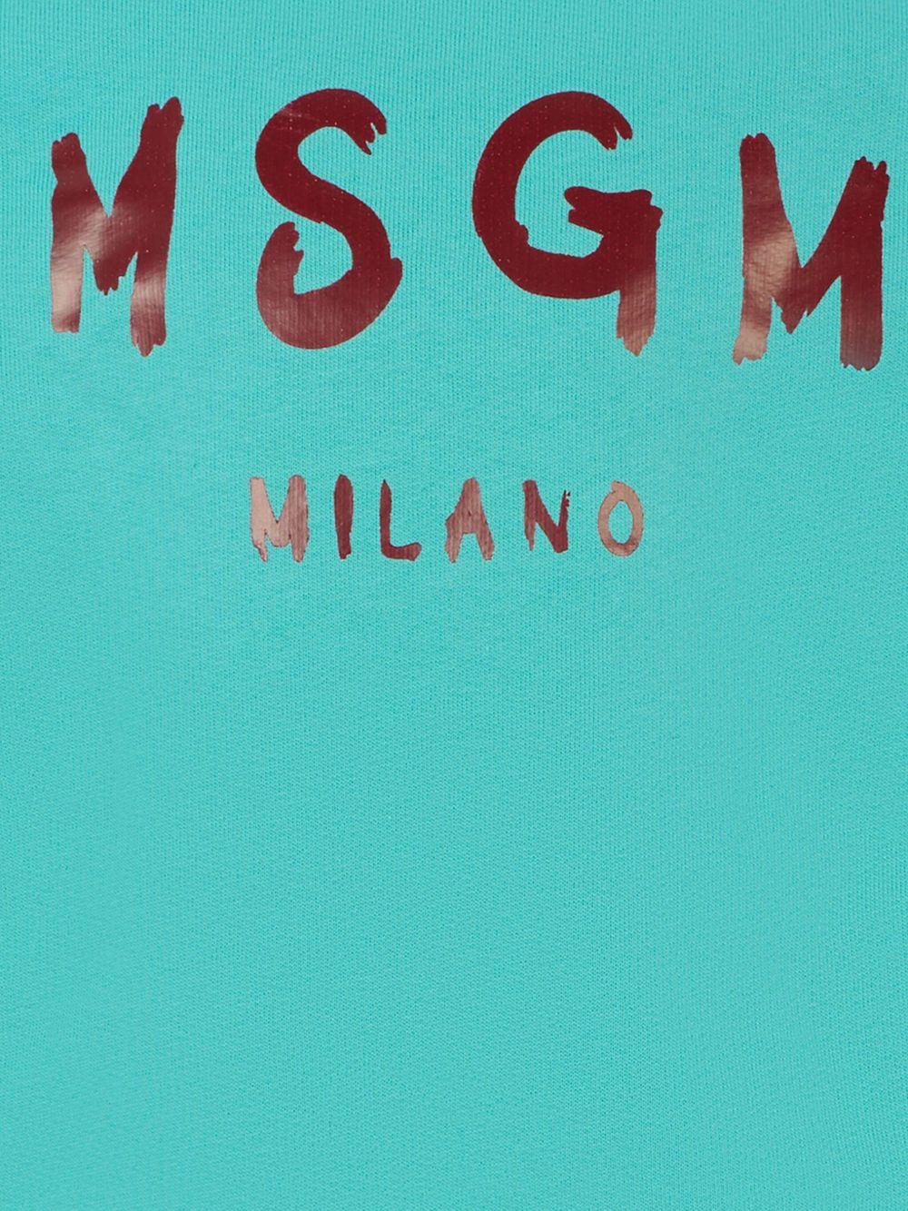 Felpa per bambino MSGM Kids azzurro con logo sul davanti F5MSJUSW018 MS037 MSGM KIDS