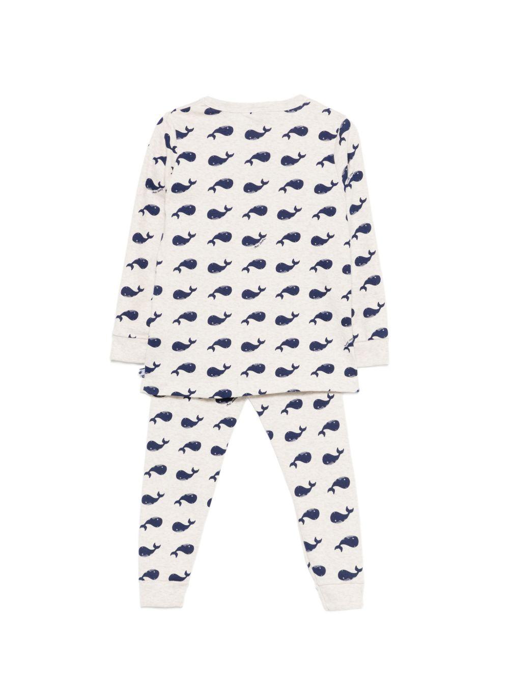 Set t-shirt e pantaloni per bambino Petit Bateau bianco con stampa balene all-over A0DBO 01 PETIT BATEAU