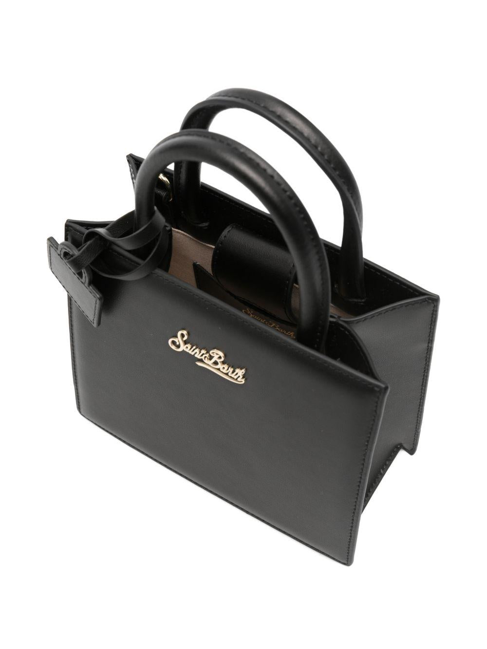 Borsa Shop mini MC2 Saint Barth nera con targhetta logo metallica sul fronte SHBM0002 01721L MC2 ST. BARTH KIDS