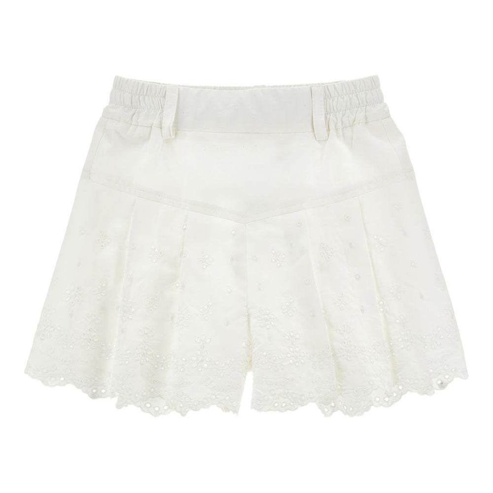 Shorts per bambina Monnalisa bianchi con ricamo fiori 17G407 7043 0099 MONNALISA KIDS