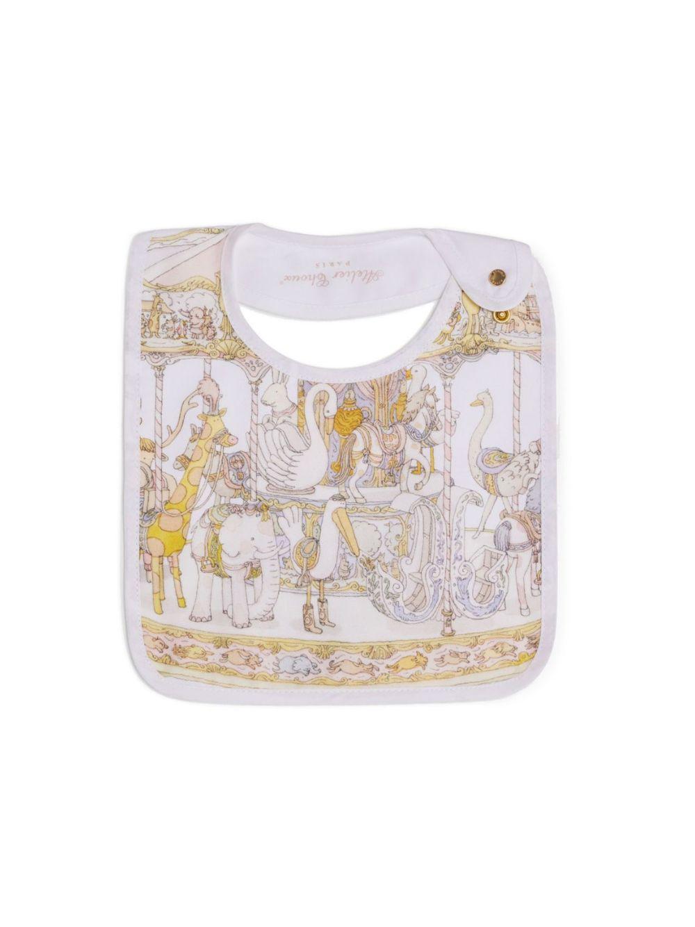 Bavaglino per neonati Atelier Choux bianco con stampa carosello BI-CS-CAR P-U ATELIER CHOUX PARIS KIDS