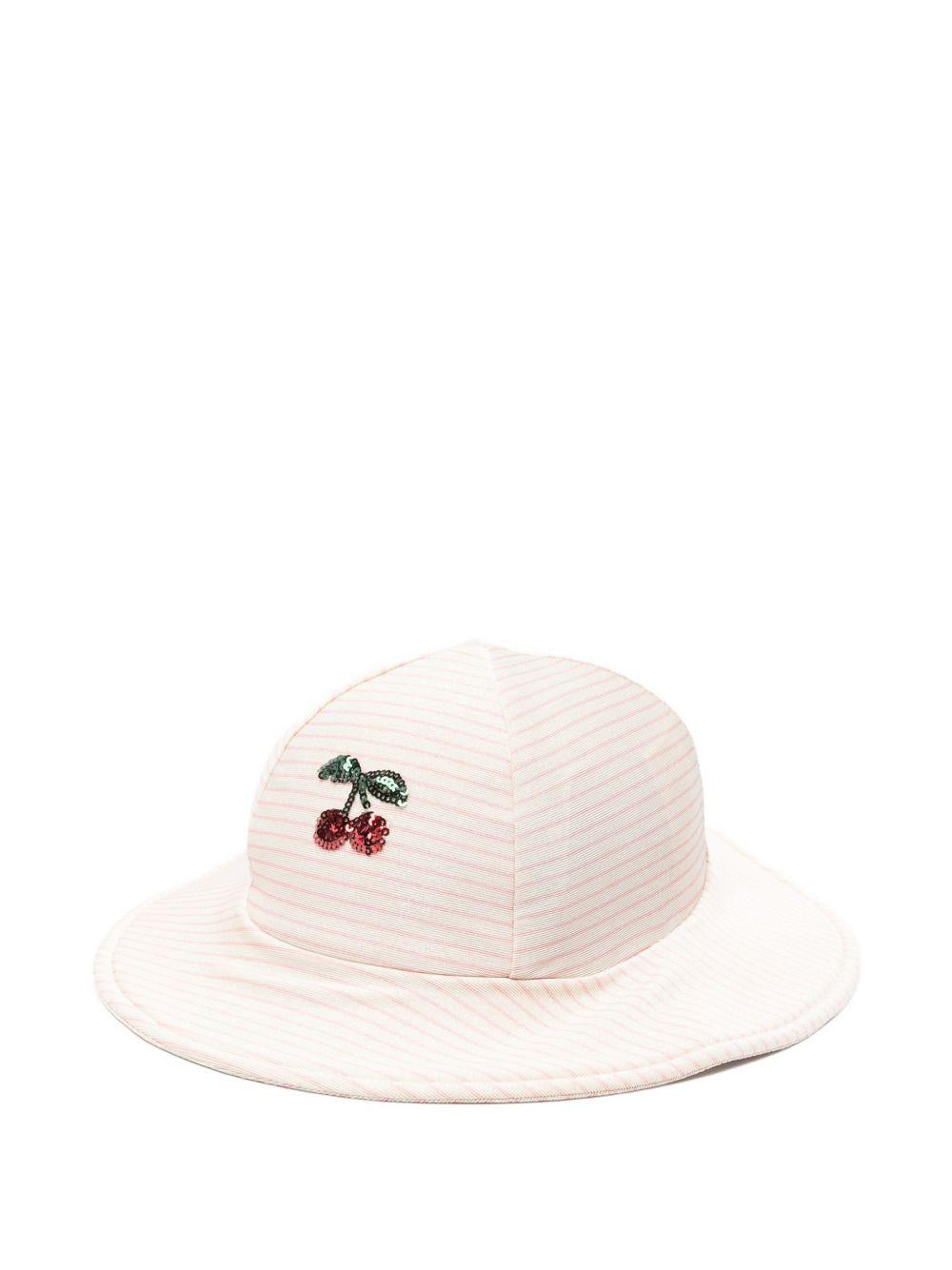 Cappello per bambina Konges Slojd bianco e rosa con dettaglio ciliegie KS104858 ROSE KONGES SLOJD