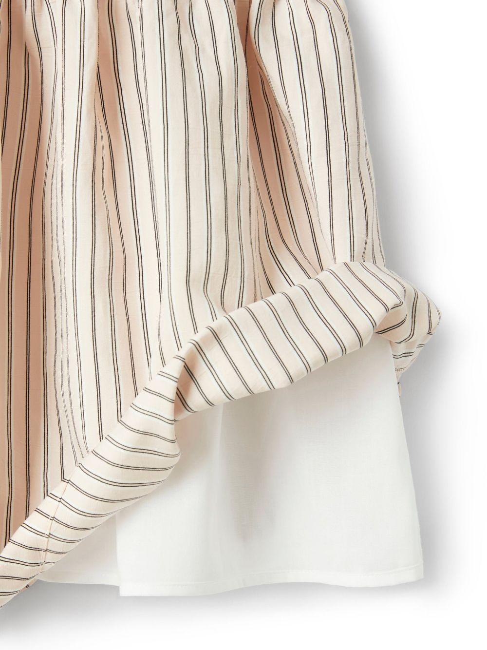 Abito a righe per neonata Il Gufo beige con dettagli plissettati P25VM782R1000NB 304 IL GUFO