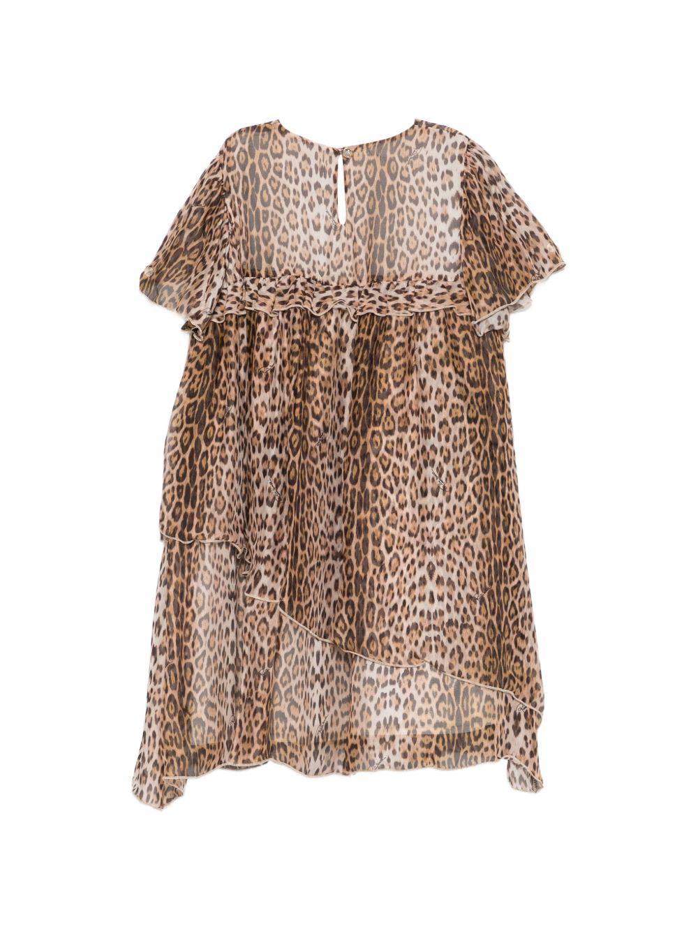 Abito per bambina Roberto Cavalli Junior marrone con stampa animalier CGP26082VE MACULA N.H. ROBERTO CAVALLI KIDS