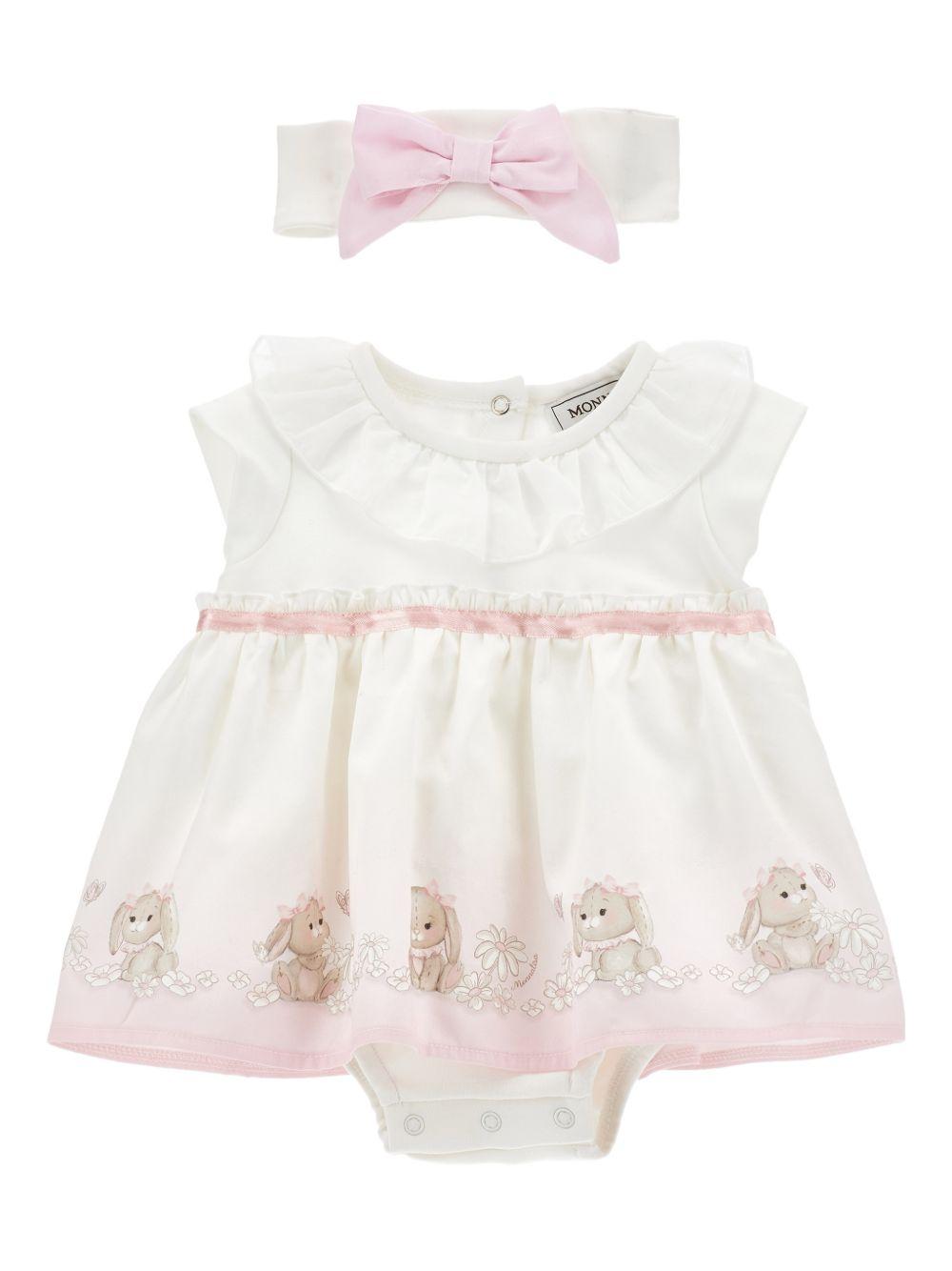 Abito per neonata Monnalisa bianco con stampa coniglietti 35G511 7000 0190 MONNALISA KIDS