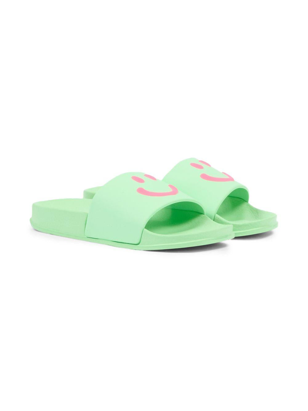 Sandali slides per bambina Molo verde con stampa smile 7S26U201 5610 MOLO