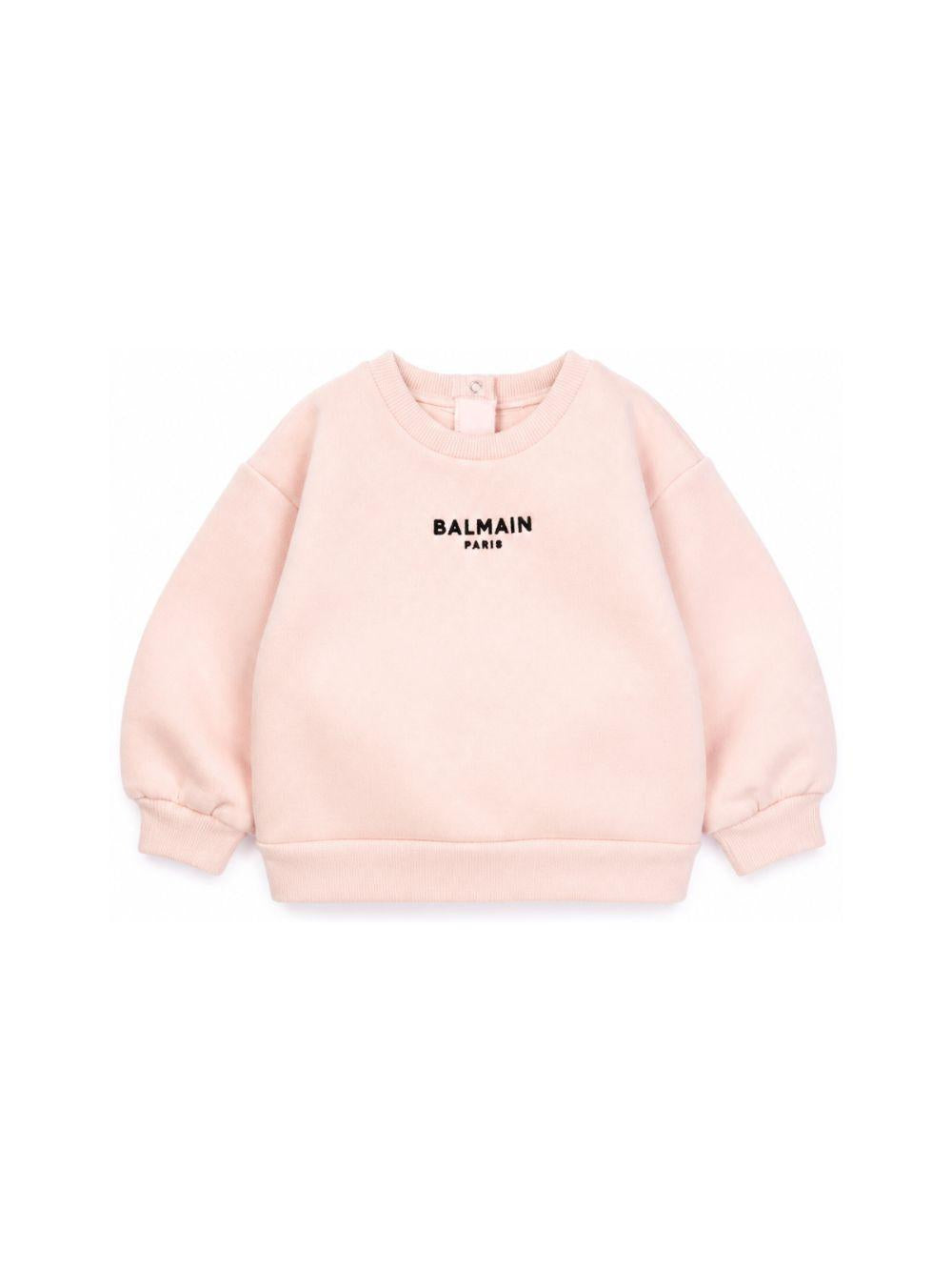 Felpa per neonata Balmain Kids rosa con stampa grafica sul davanti BZ4010 Z3183 508NE BALMAIN KIDS