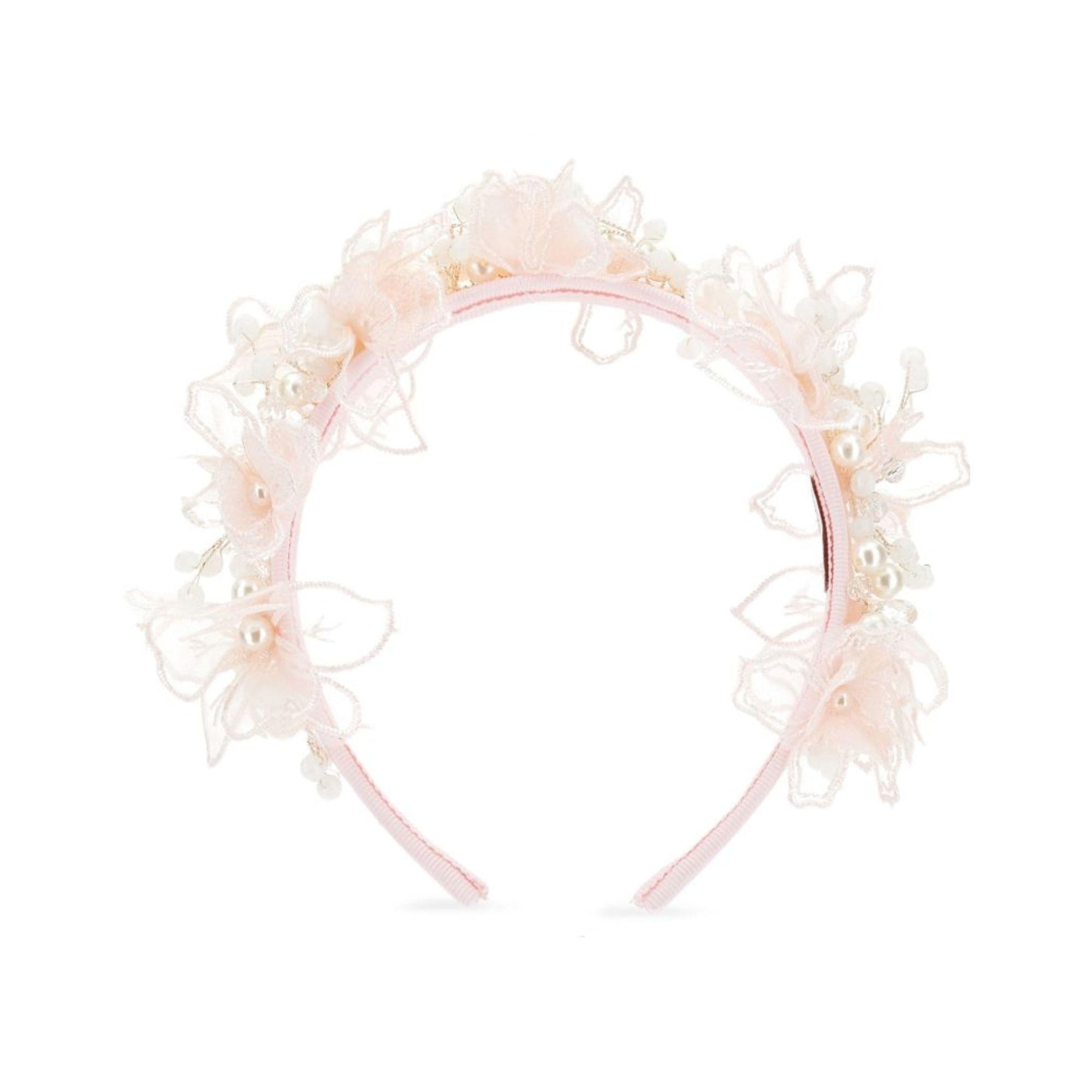 Cerchietto per capelli per bambina Monnalisa rosa con dettaglio floreale 77G001 7772 0092 MONNALISA