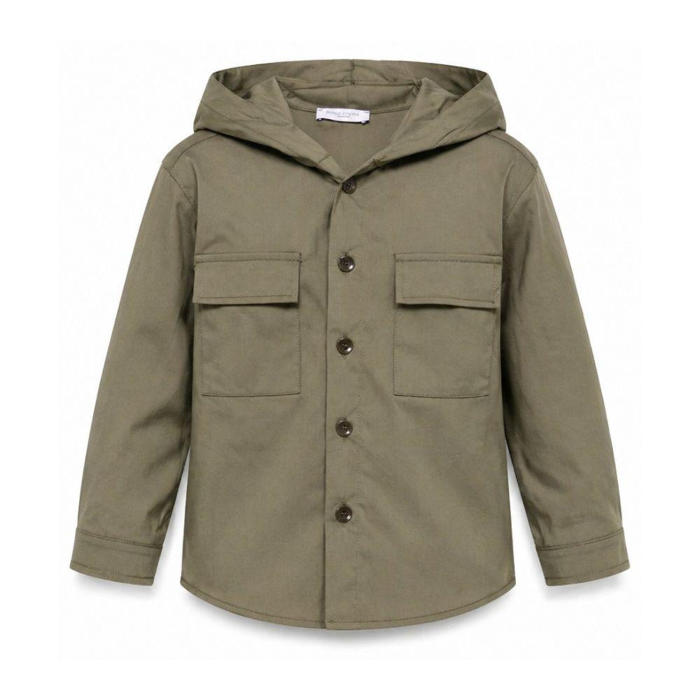 Camicia per bambino Paolo Pecora Kids verde con cappuccio PP4331 OLIVA PAOLO PECORA KIDS