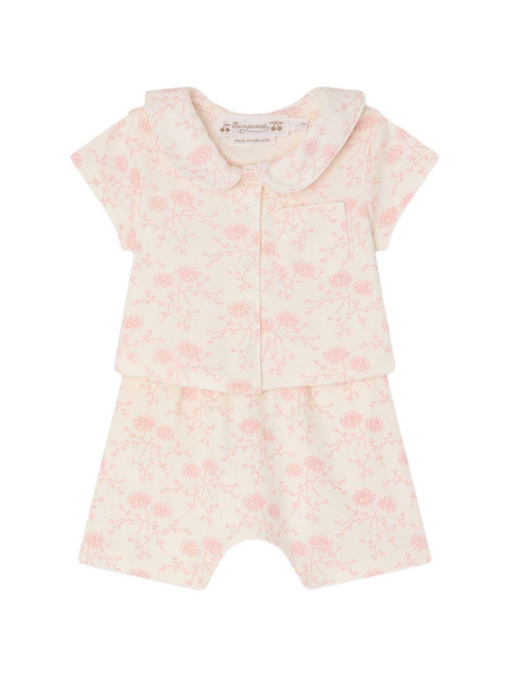 Completo Laelia per neonata Bonpoint beige con stampa a fiori S06NNIK00012 521 BONPOINT KIDS