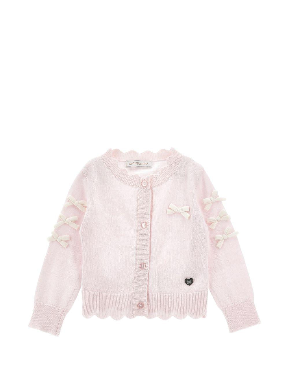Cardigan per bambina Monnalisa Kids rosa con orlo smerlato 37H800 8060 0091 MONNALISA KIDS