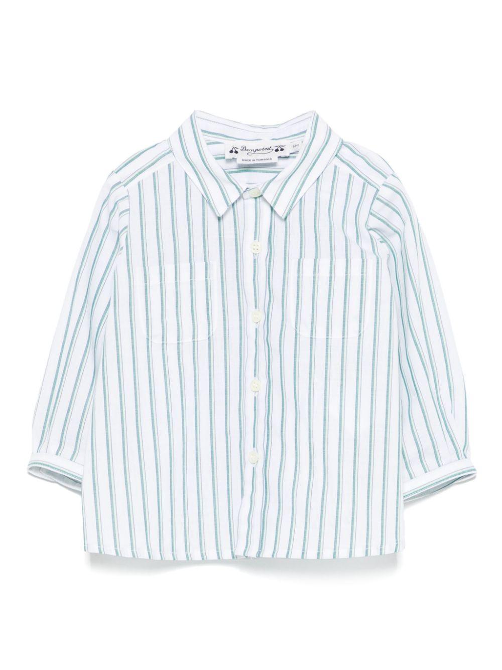 Camicia a righe per neonato Bonpoint bianco con colletto classico S05YSHW00001 247D BONPOINT
