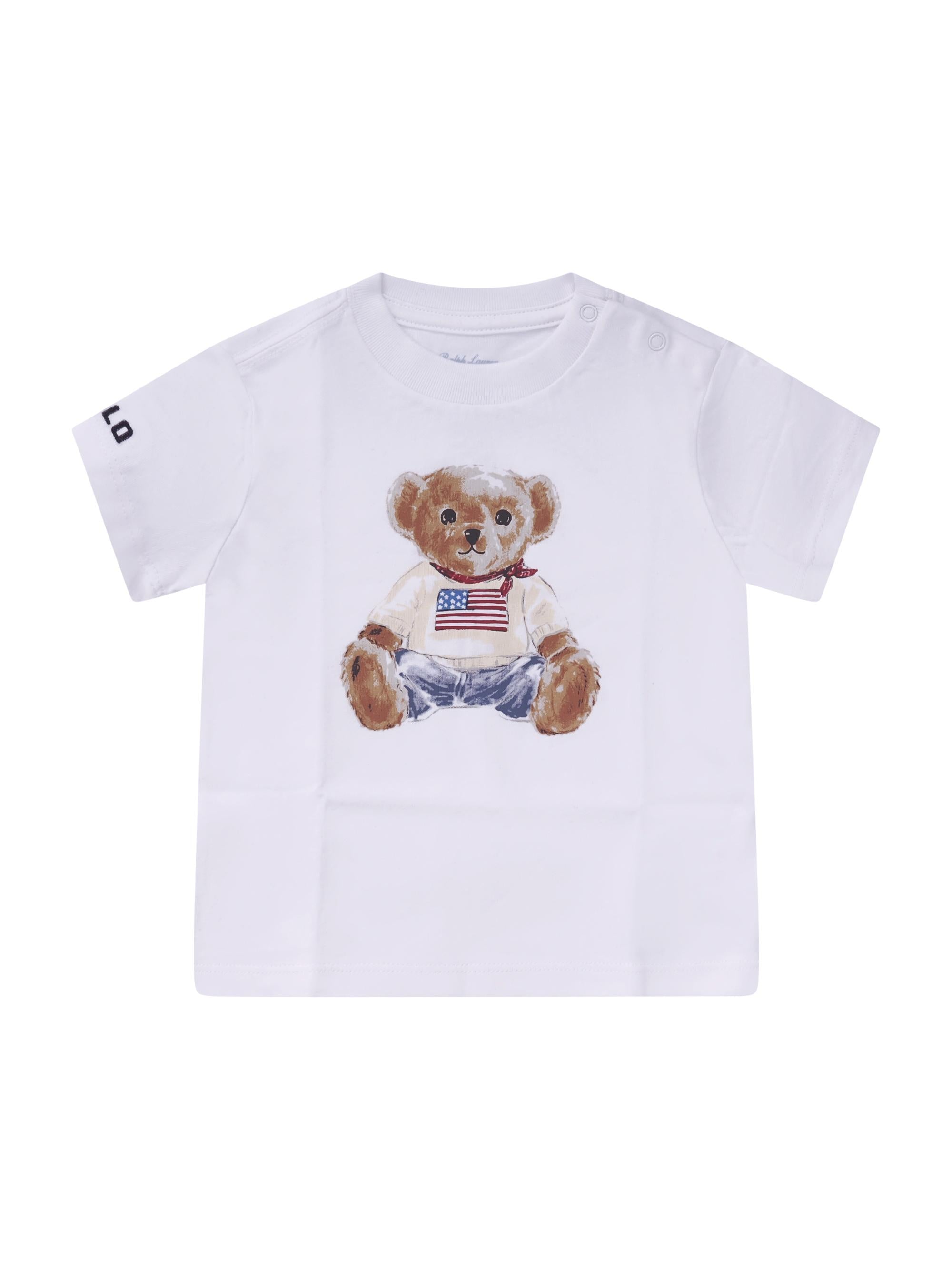 T-shirt per neonati Polo Ralph Lauren Kids bianca con stampa Polo Bear 320844731 001 Ralph Lauren kids