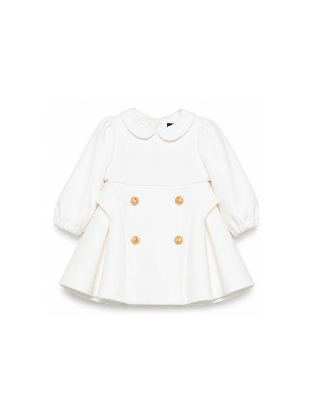 Abito per neonata Balmain Kids bianco con dettaglio bottoni color oro BZ1100 J0371 100OR BALMAIN KIDS