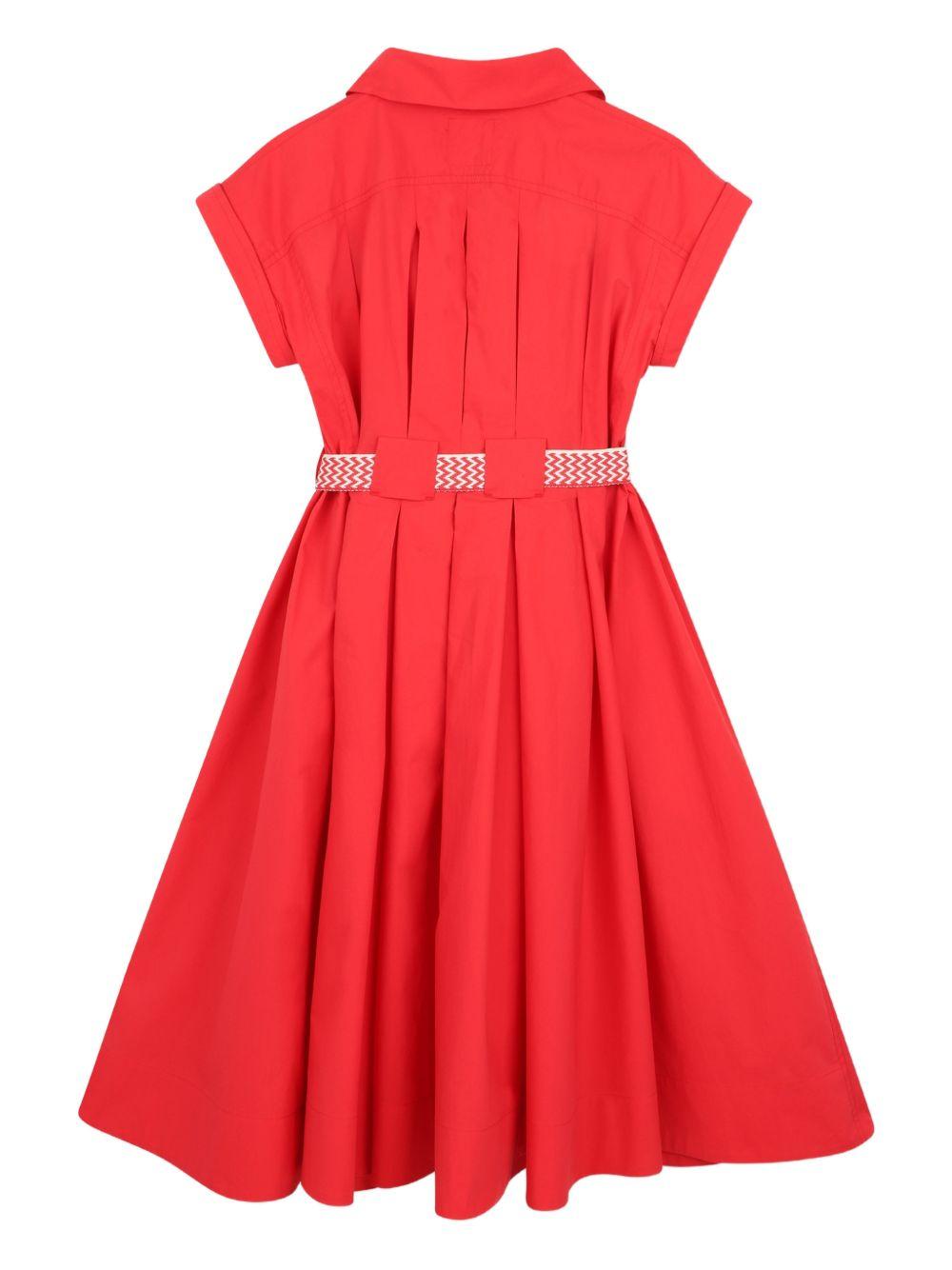 Chemisier per bambina Lanvin Enfant rosso con cintura N30345 998 LANVIN KIDS