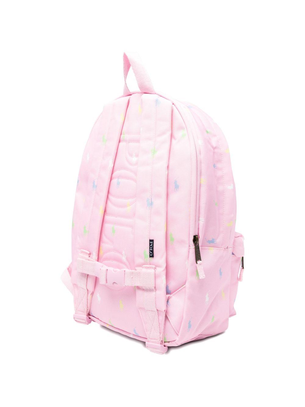Zaino per bambina Polo Ralph Lauren Kids rosa con fantasia Polo Pony all-over 9AR153 ADG Ralph Lauren kids