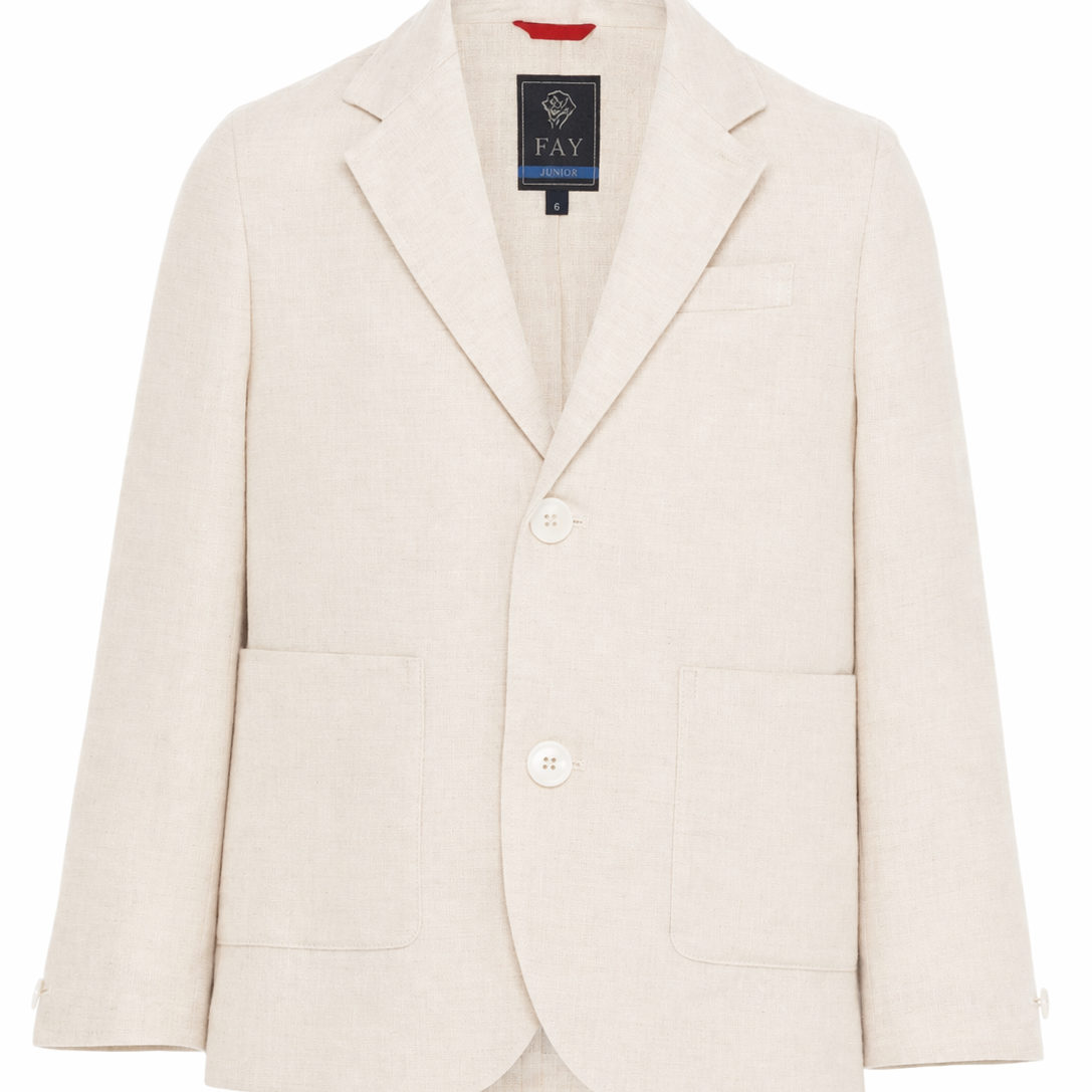Giacca per bambino Fay Kids bianca con revers classici FY2Q34 I0318 109 FAY KIDS