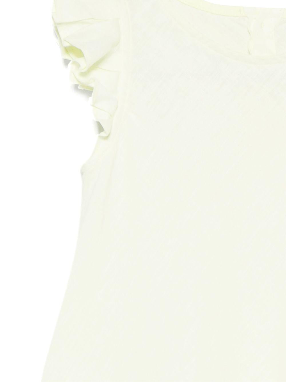 Abito in lino per bambina Il Gufo giallo con ruches P25VM778L6006 515 IL GUFO
