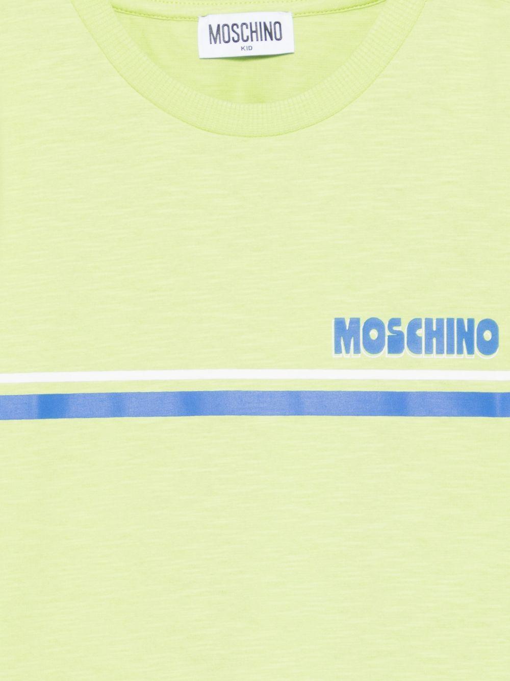 T-shirt per bambino Moschino Kids verde con logo sul davanti HVM058LAA52 30355 MOSCHINO KIDS