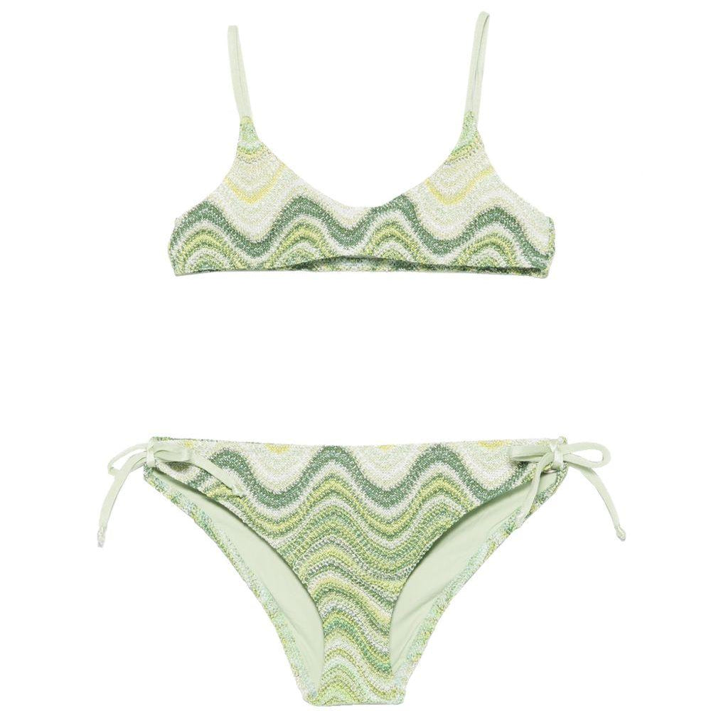Costume da bagno per bambina MC2 Saint Barth Kids verde con motivo ondulato PALO002 01121L MC2 ST. BARTH KIDS