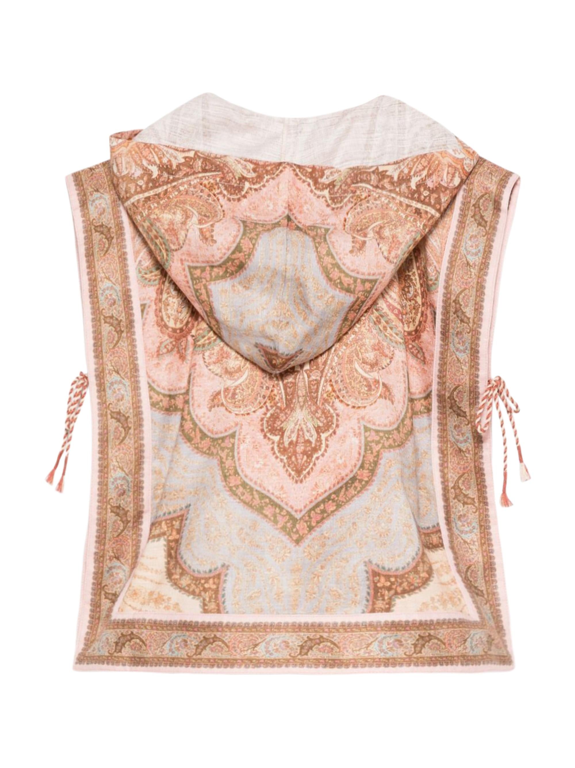Poncho leggero per bambina Zimmermann Kids beige con cappuccio fantasia Awaken 6083TR S261 ZIMMERMANN KIDS