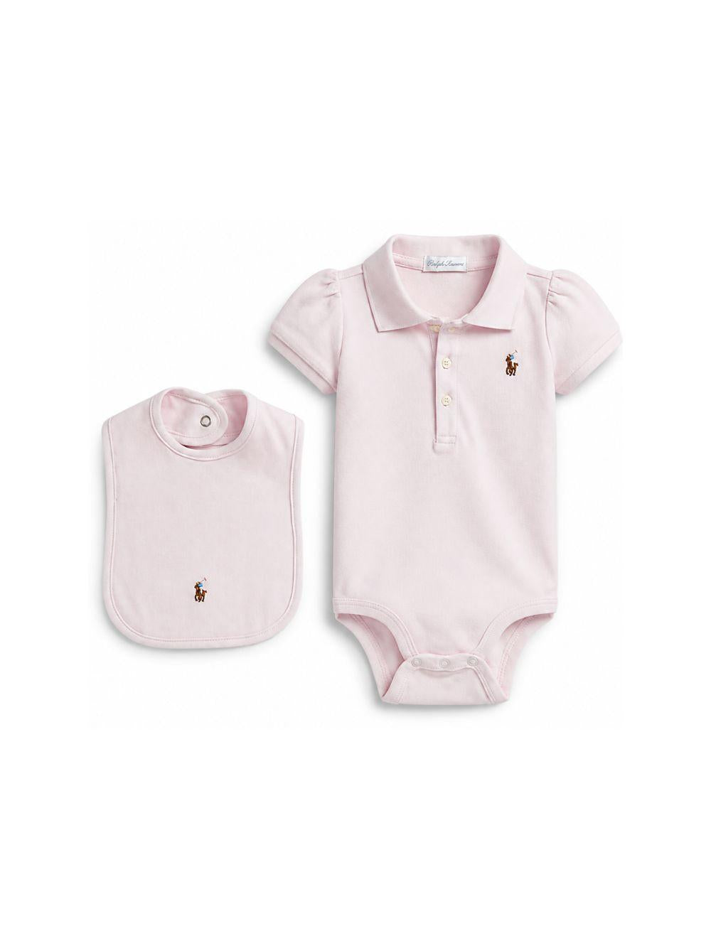 Set body e bavaglino per neonata Polo Ralph Lauren Kids rosa con logo ricamato 320981613 001 Ralph Lauren kids
