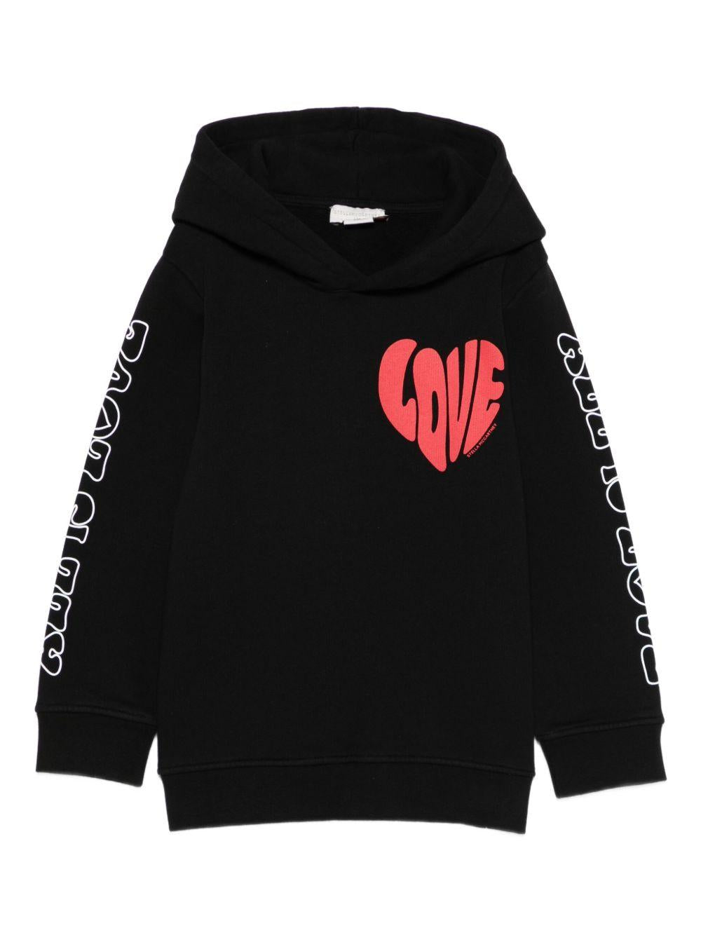 Felpa per bambina Stella McCartney Kids nera con stampa a forma di cuore TX4B90 Z0453 961 STELLA McCARTNEY KIDS