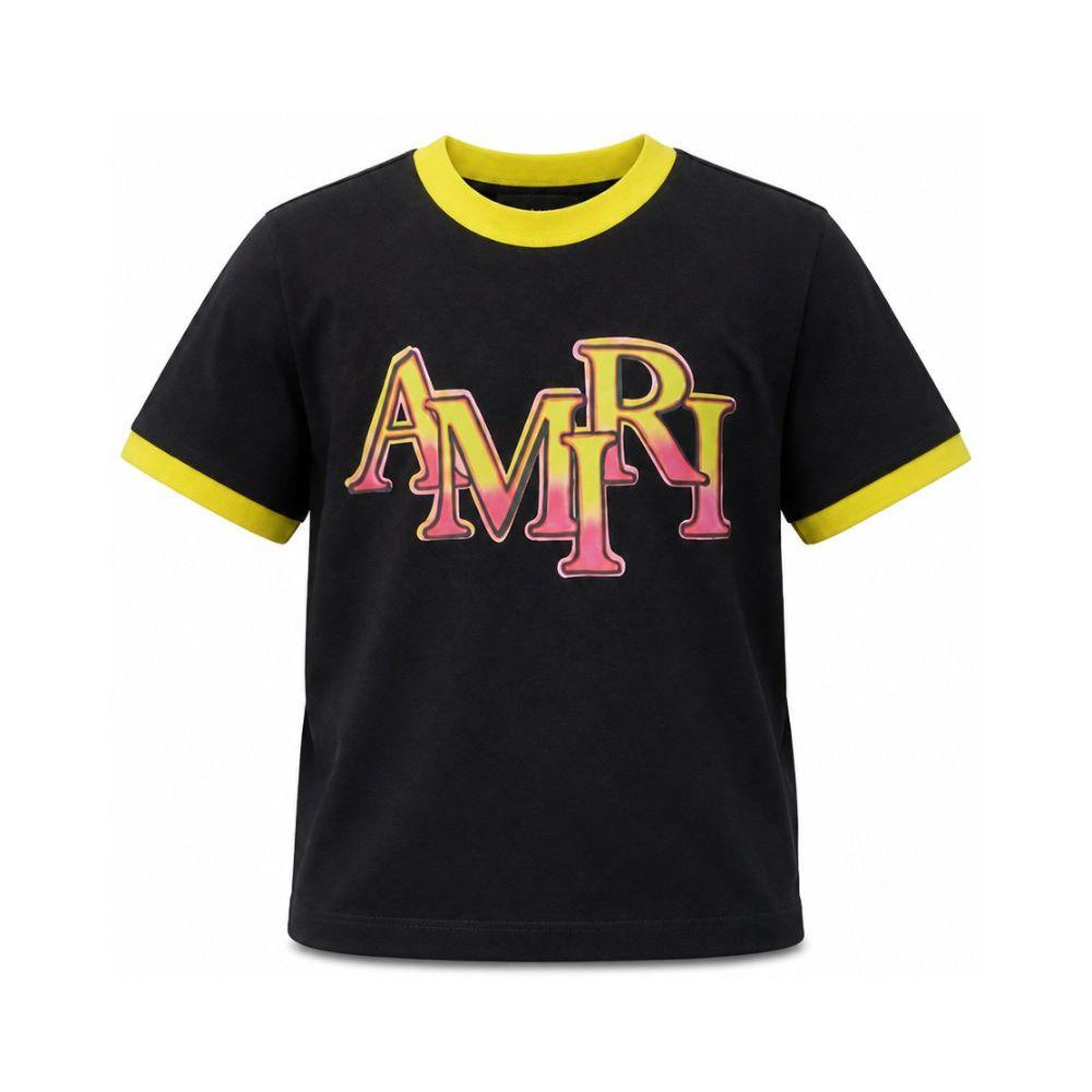 T-shirt per bambino Amiri Kids nera con logo sul davanti ACTOJR1029 001 AMIRI KIDS