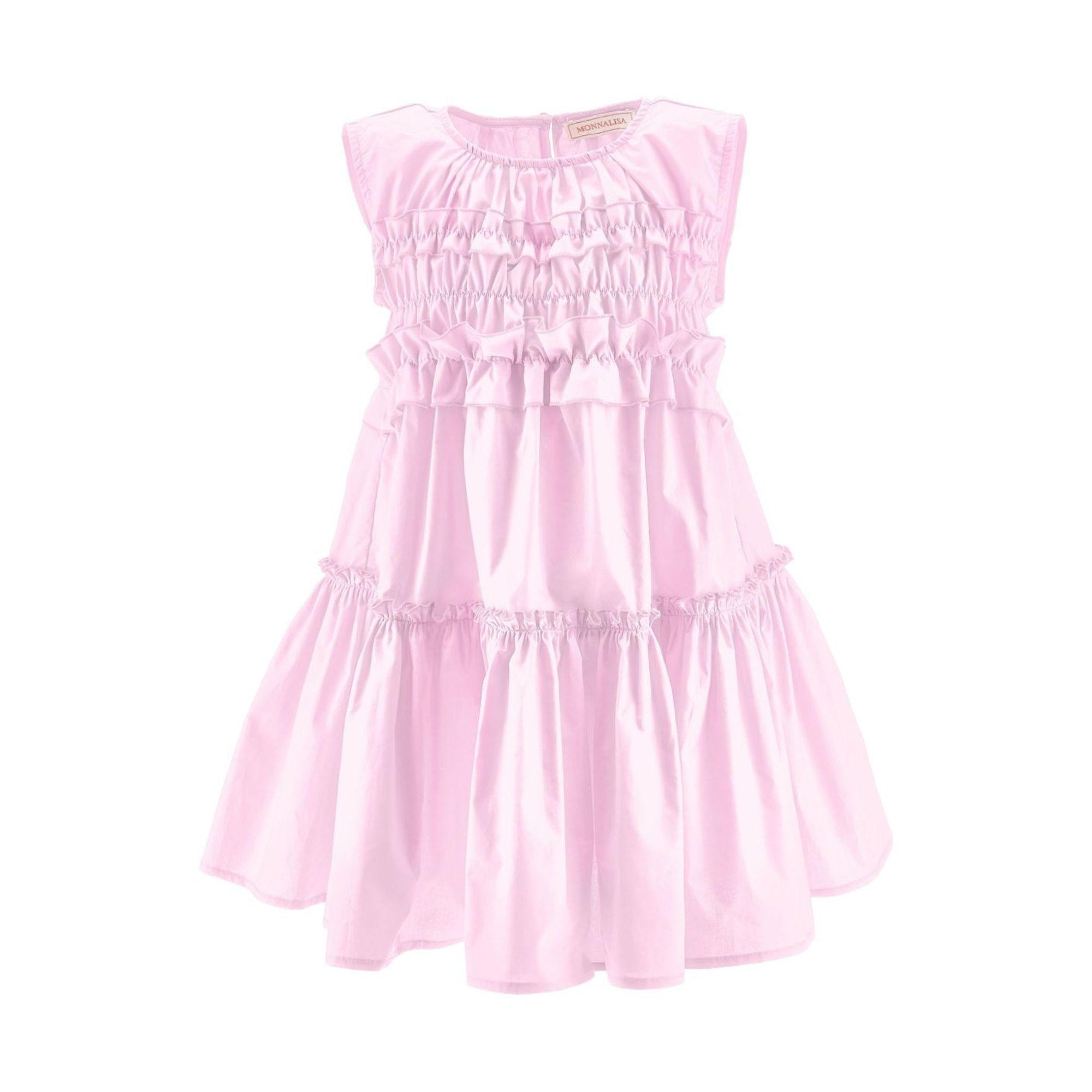 Abito per bambina Monnalisa rosa smanicato con ruches 17G910 7116 0090 MONNALISA KIDS