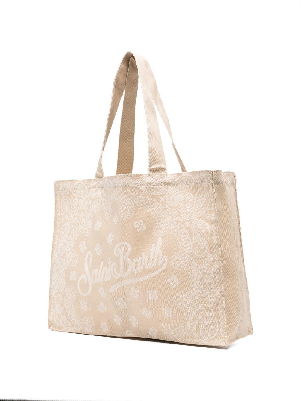 Borsa tote Essential Bag N MC2 Saint Barth beige con stampa paisley e logo stampato EBAGN006 09193L MC2 ST. BARTH KIDS