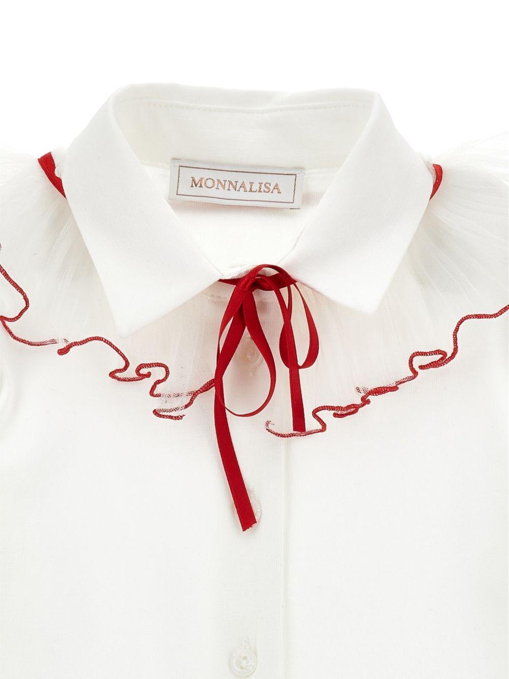 Camicia per bambina Monnalisa Kids bianca con colletto con ruches 17H300 8201 0143 MONNALISA KIDS