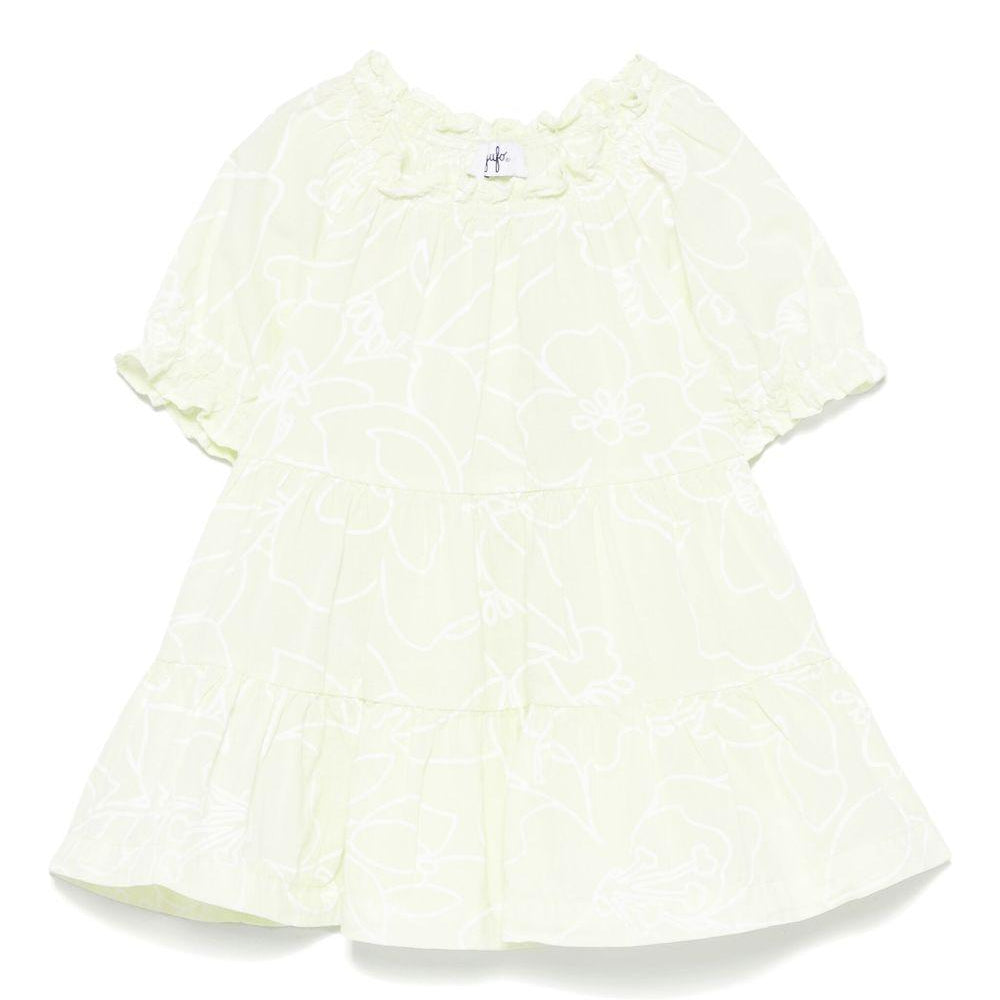 Abito con stampa a fiori per neonata Il Gufo verde con scollo increspato P25VM786C6068NB 515 IL GUFO