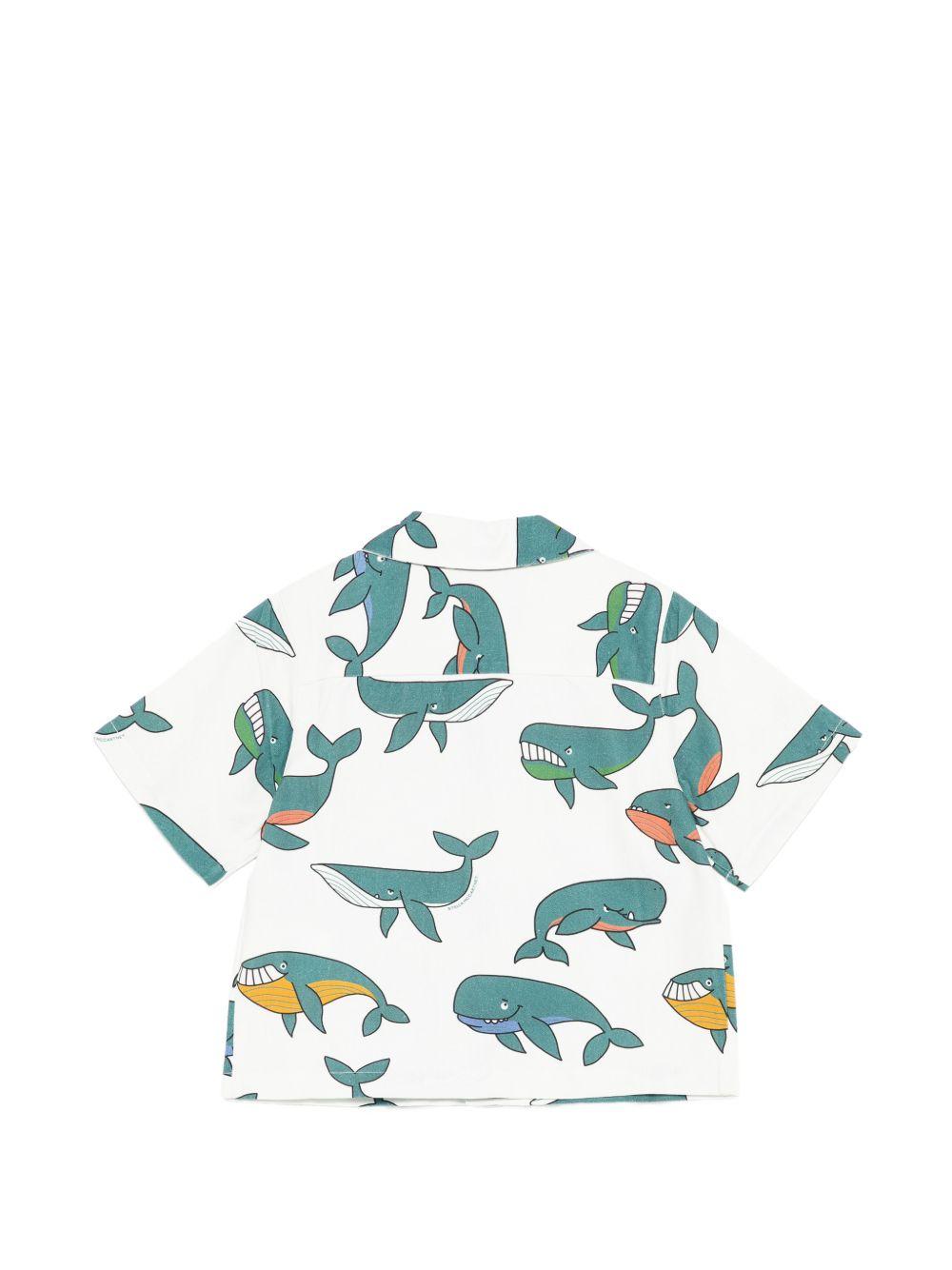 Camicia per bambino Stella McCartney Kids bianca con stampa balene TY5P71 Z3553 101MC STELLA McCARTNEY KIDS