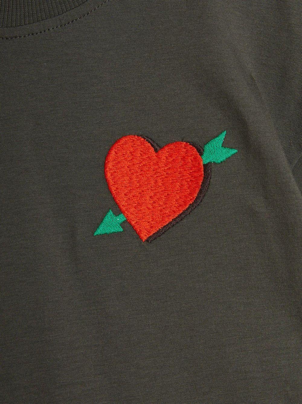 T-shirt per bambina Mini Rodini nero con applicazione a cuore 2522012499 BLACK MINI RODINI KIDS
