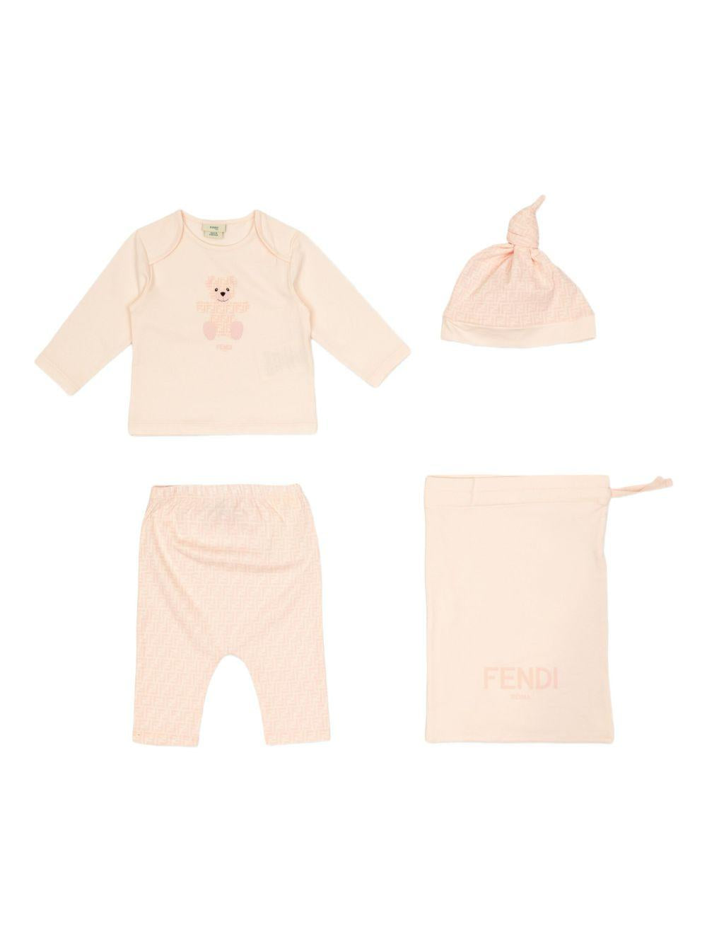 Set per neonati Fendi Kids rosa con motivo FF BUK140 ST8 F0C11 FENDI KIDS