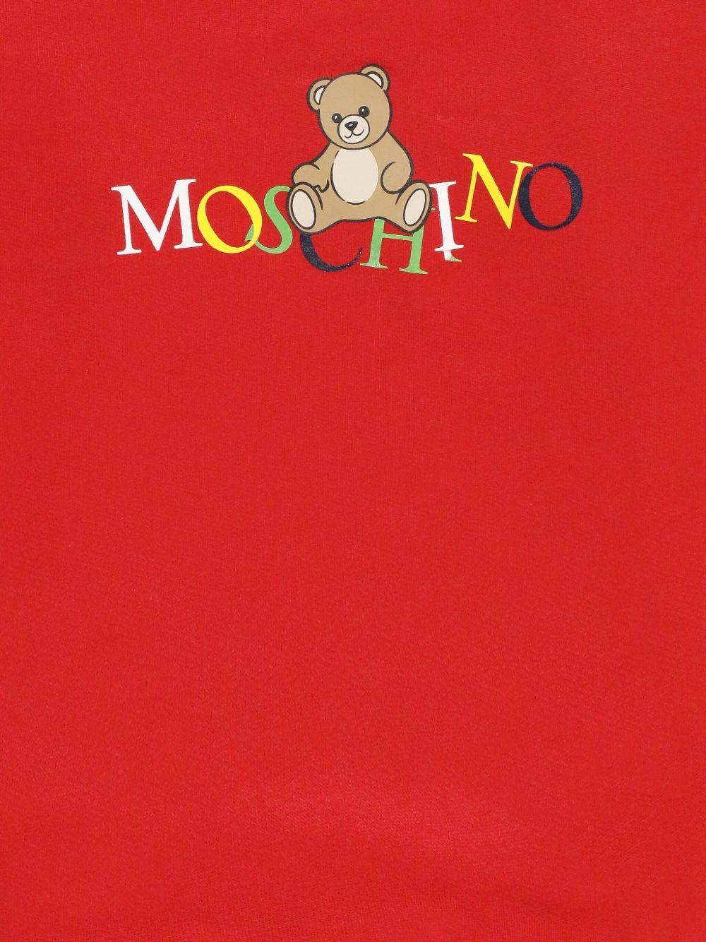 Felpa per neonati Moschino Kids rossa con motivo Teddy MUF064LCA60 50109 MOSCHINO KIDS