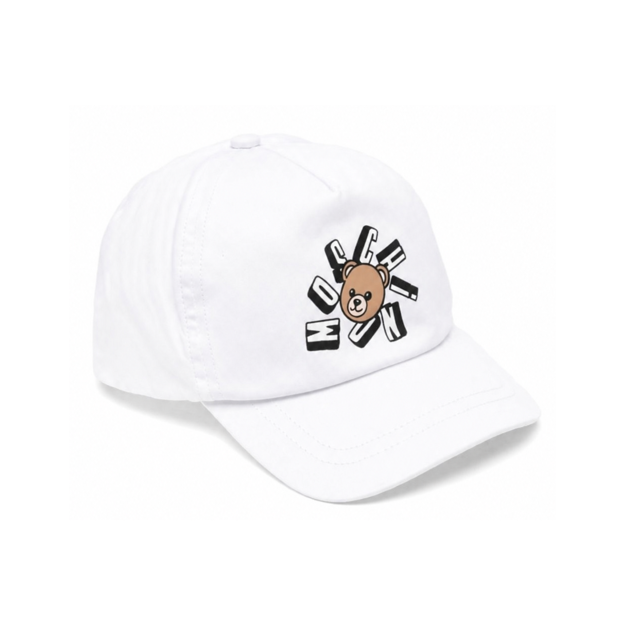 Cappello da baseball per bambini Moschino Kids bianco con logo sul davanti HVX01NLOA00 10101 MOSCHINO KIDS